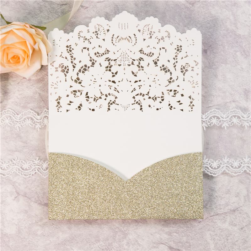 Ivory Lace Vine Laser Cut Wedding Invitation