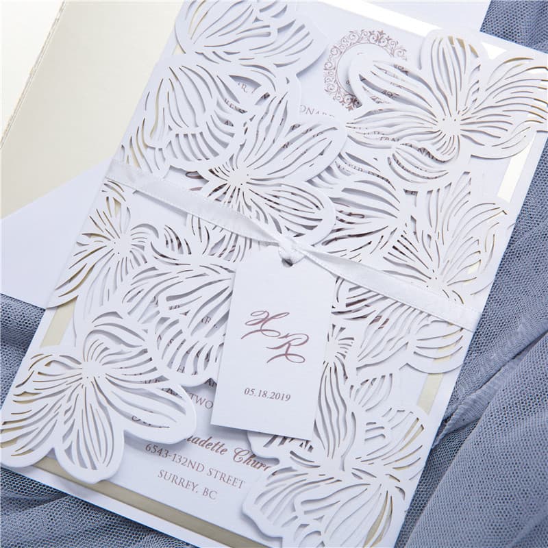 Luxurious Eiffel Tower Laser Cut Wedding Invitation