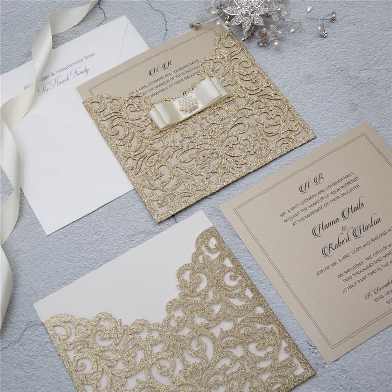 Navy Blue Gate Laser Cut Wedding Invitation