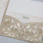 Pearl White Laser Cut Pocket Wedding Invitation