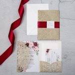 Purple Laser Cut Pattern Wedding Invitation