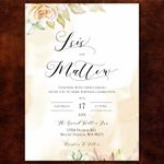 Watercolor Gold Wedding Invitations Elegant Flowers