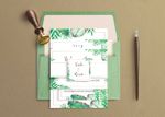 Tropical Green Leaves Spanish & English Elegant Wedding Invitation