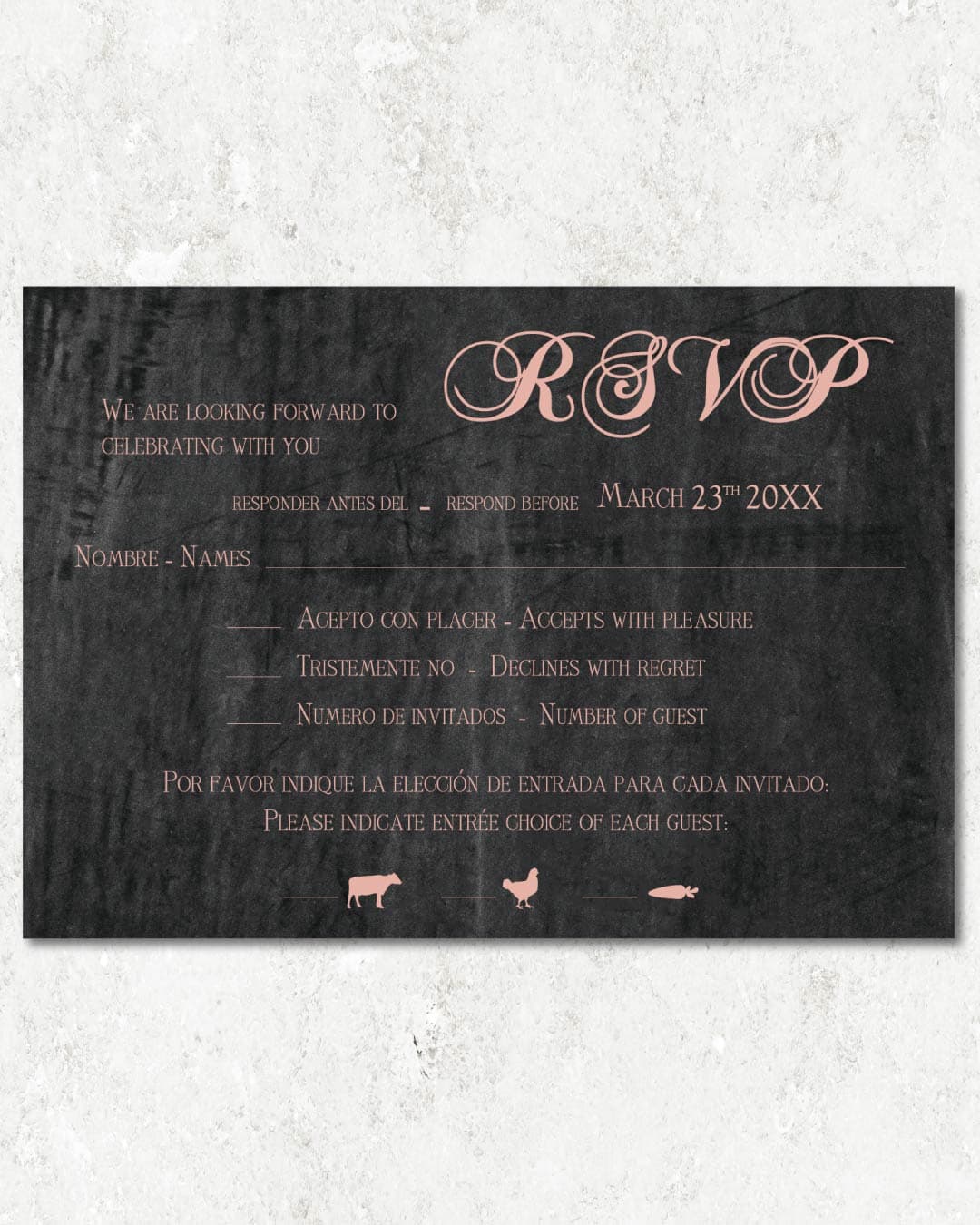 Elegant Pink Foil Wedding Invitation