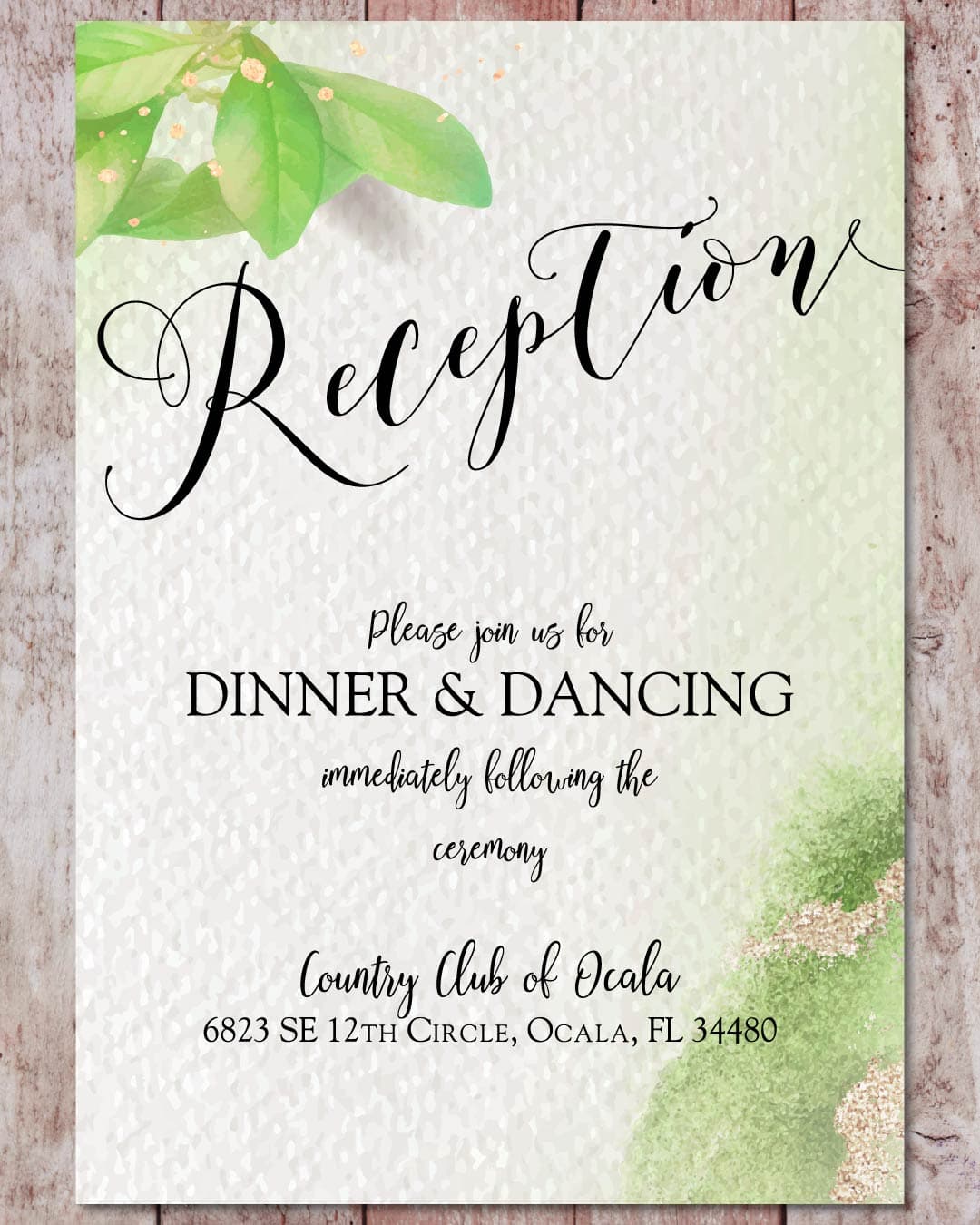 Corner Minimalist Leaves Acrylic Wedding Invitation