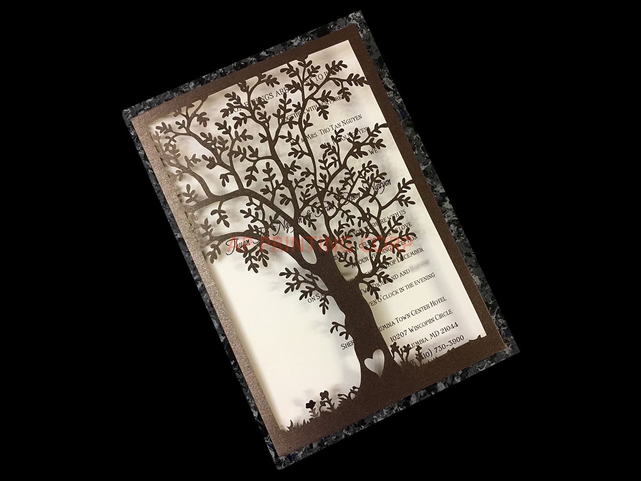 CL-WRAP-57 N-N Gray Lace and Key Laser Cut Wedding Invitation