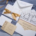 CL-WRAP-57 N-N Gray Lace and Key Laser Cut Wedding Invitation