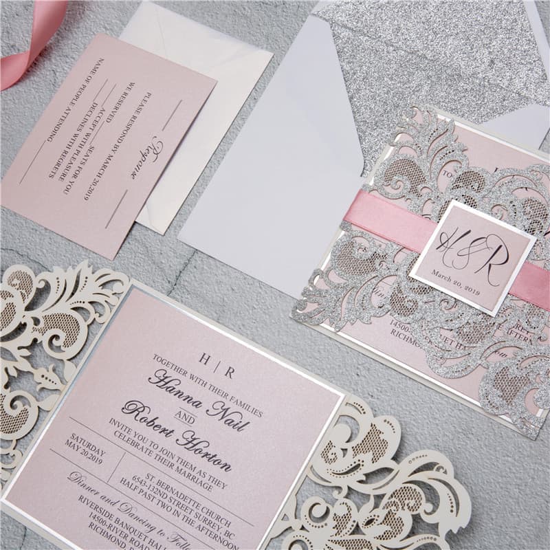 CL-WRAP-66 MPM White Table Setting Lace Laser Cut Wedding Invitation