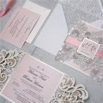 CL-WRAP-66 MPM White Table Setting Lace Laser Cut Wedding Invitation