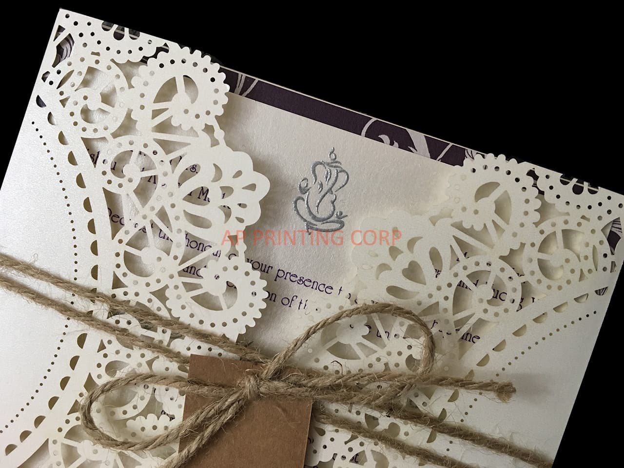 Elegant Floral Tri-Fold Laser Cut Pocket Wedding Invitation