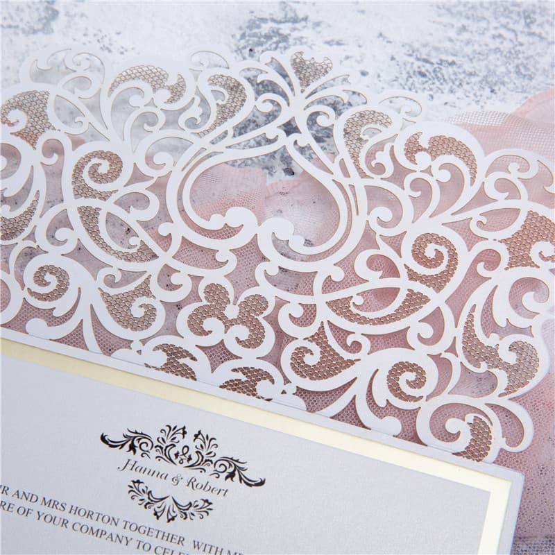 CL-WRAP-66 M-N Midnight Fleur De Lis 4 Peel Laser Cut Wedding Invitation