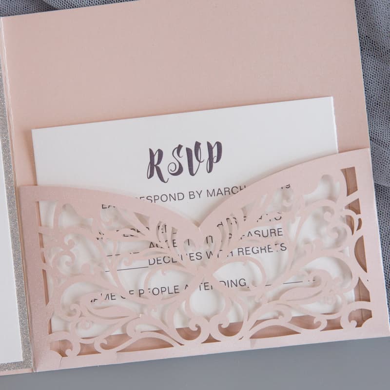 Luxurious Gold Floral Laser Cut Wedding Invitation
