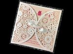 Blush Lace Crown Laser Cut Wedding Invitation