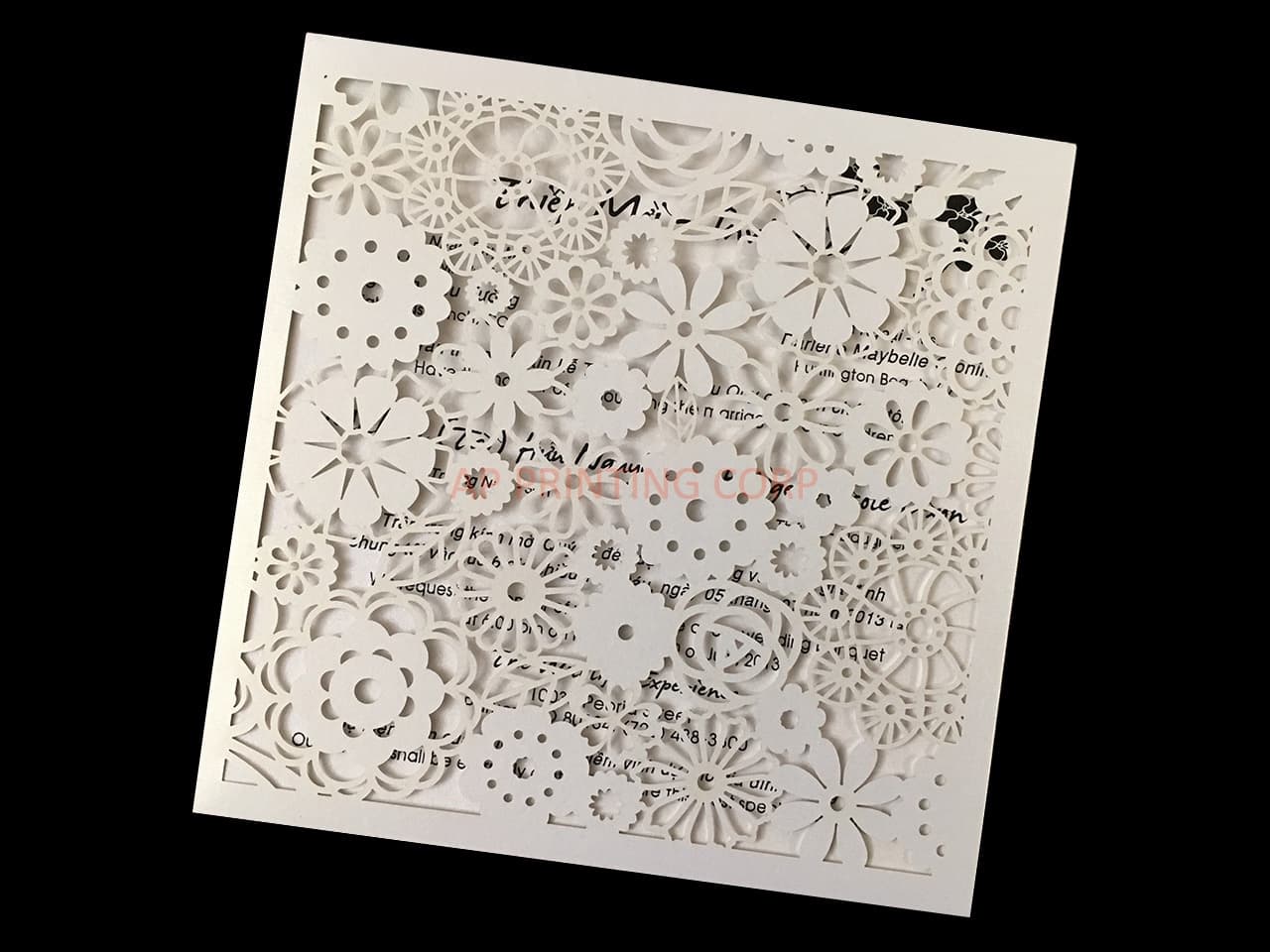 Burgundy Lace Tri-Fold Laser Cut Pocket Wedding Invitation