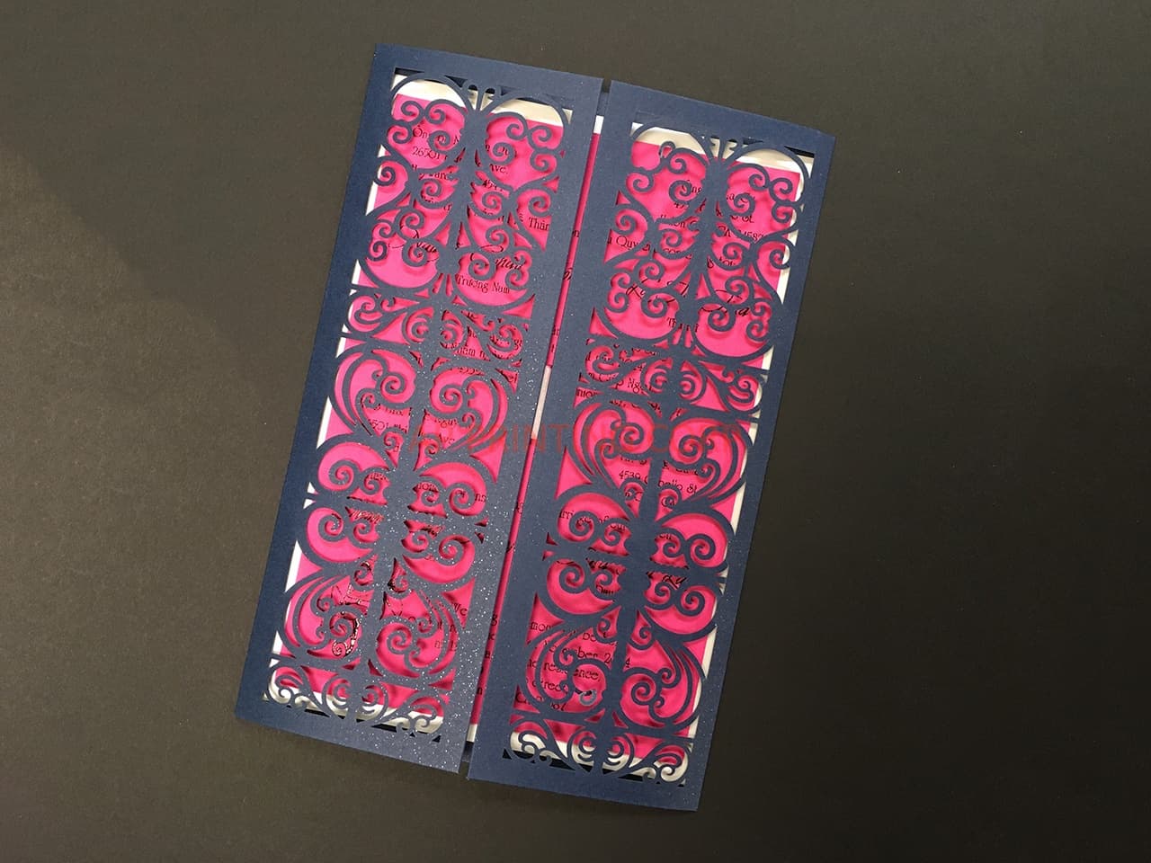 CL-WRAP-66 M-N White Brush Leaves Wrap Laser Cut Wedding Invitation