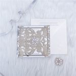 CL-WRAP-66 N-M Ecru Hearts and Cog Circles Laser Cut Wedding Invitation