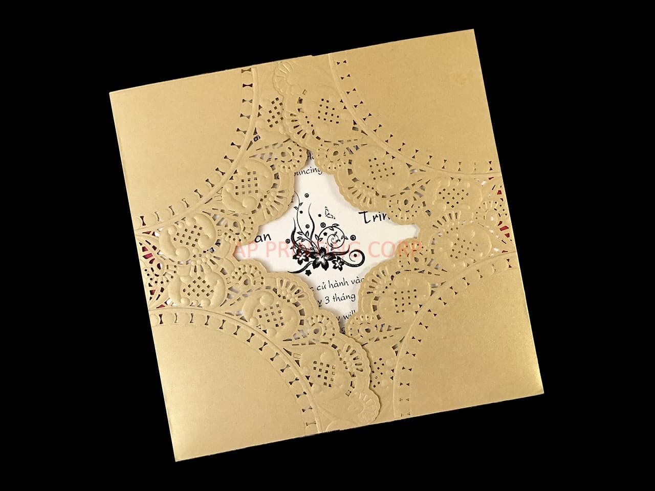 Flower Square Laser Cut Wedding Invitation