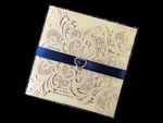 Glittery Lace Laser Cut Pocket Wedding Invitation