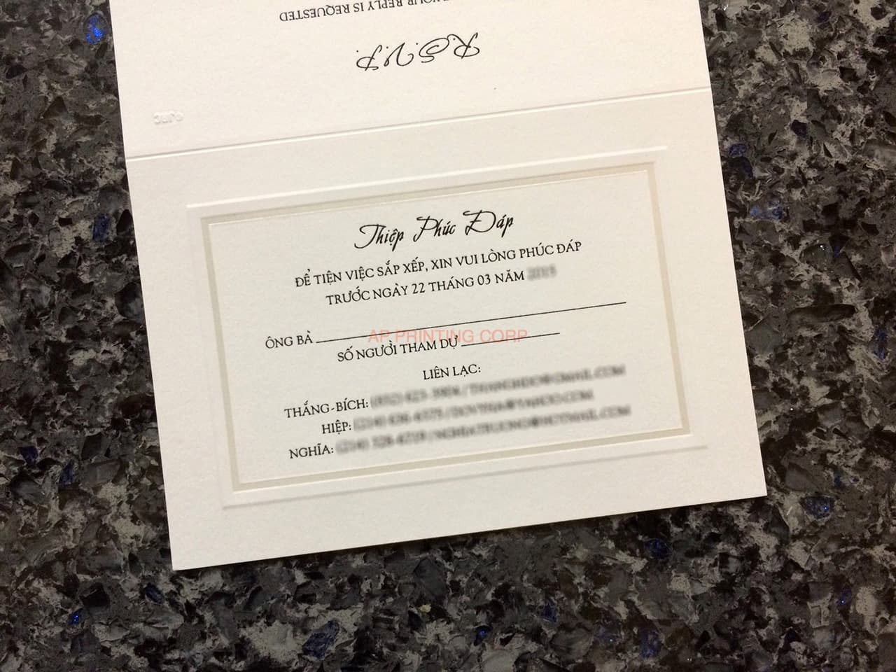 K781 [I-10] Vietnamese & English Wedding Invitation