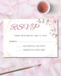 Inspirational Pink Flowers Simple Flat 5x7 Wedding Invitation