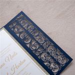 Gold Floral Diamond Drop Laser Cut Wedding Invitation