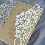 CL-WRAP-57 M-M Ivory Lotus Seeds Laser Cut Wedding Invitation