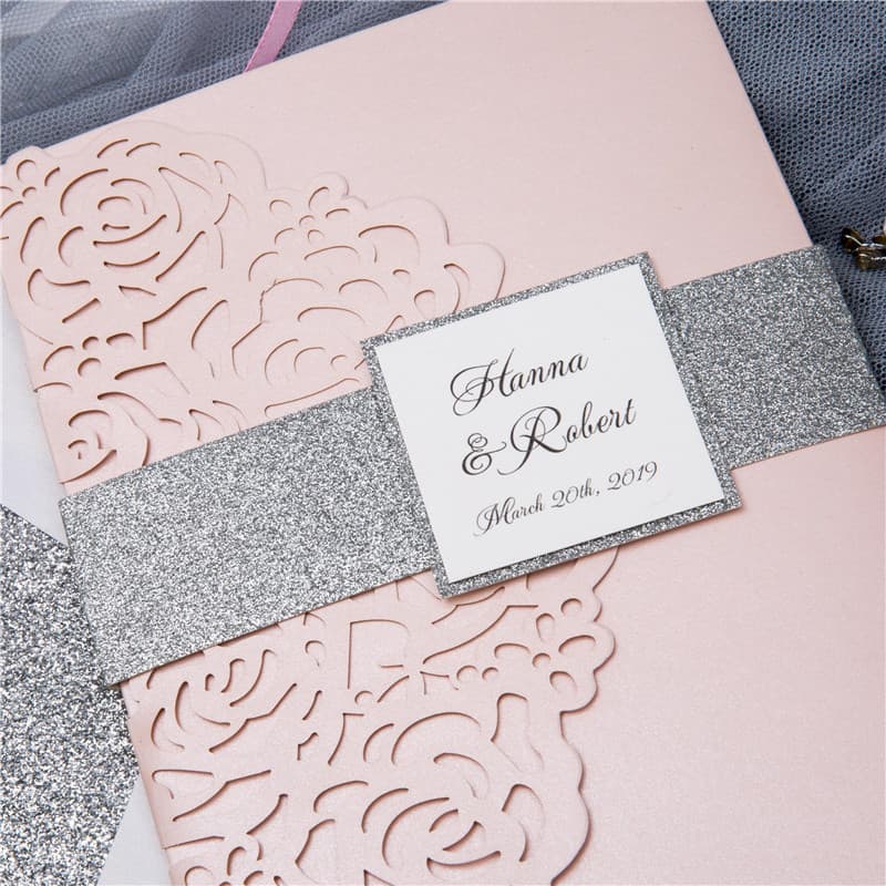 Gorgeous Lace Foil Laser Cut Wedding Invitation