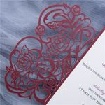 Ivory Lace Tri-Fold Laser Cut Pocket Wedding Invitation