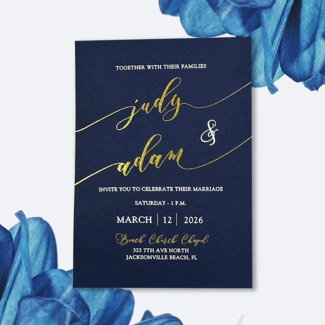 Enviable Galactic Pink Foil Wedding Invitation