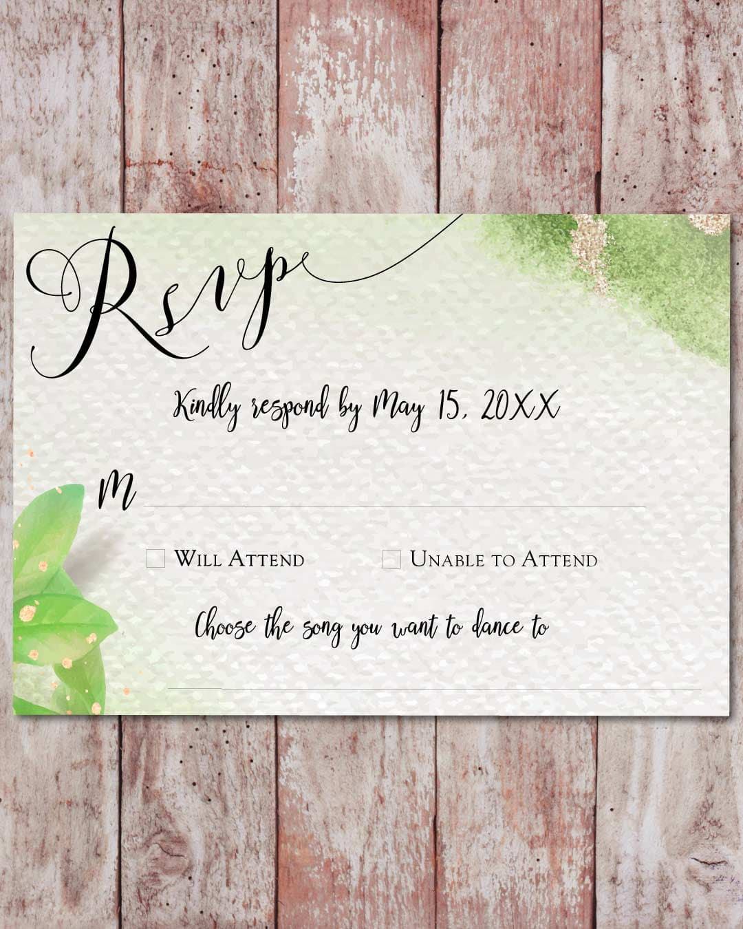 Corner Minimalist Leaves Acrylic Wedding Invitation