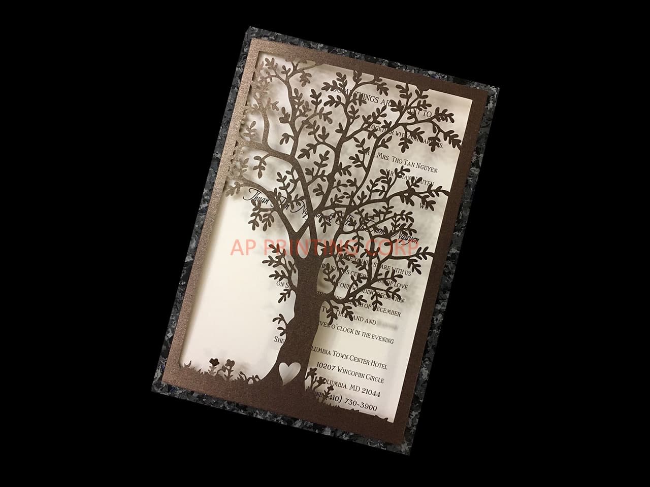 CL-WRAP-57 N-N Gray Lace and Key Laser Cut Wedding Invitation