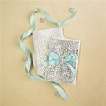 CL-SLIDER-66 MMM White Fleur De Lis Laser Cut Wedding Invitation
