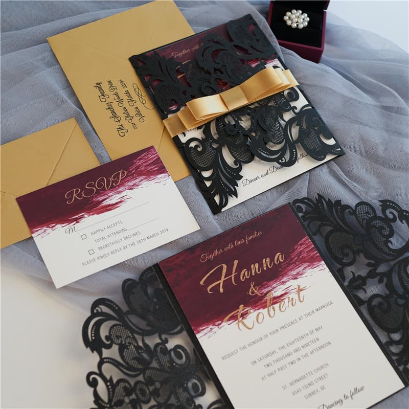 White Lace Tri-Fold Laser Cut Wedding Invitation