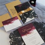 White Lace Tri-Fold Laser Cut Wedding Invitation