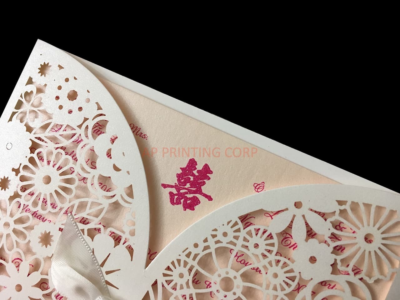 Blush Lace Crown Laser Cut Wedding Invitation