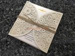 Glittering Navy Lace Laser Cut Wedding Invitation