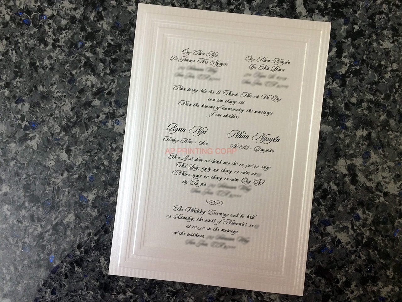 K8107 [I-12] Vietnamese & English Wedding Invitation