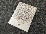 White Heart Diamond Drop Laser Cut Wedding Invitation