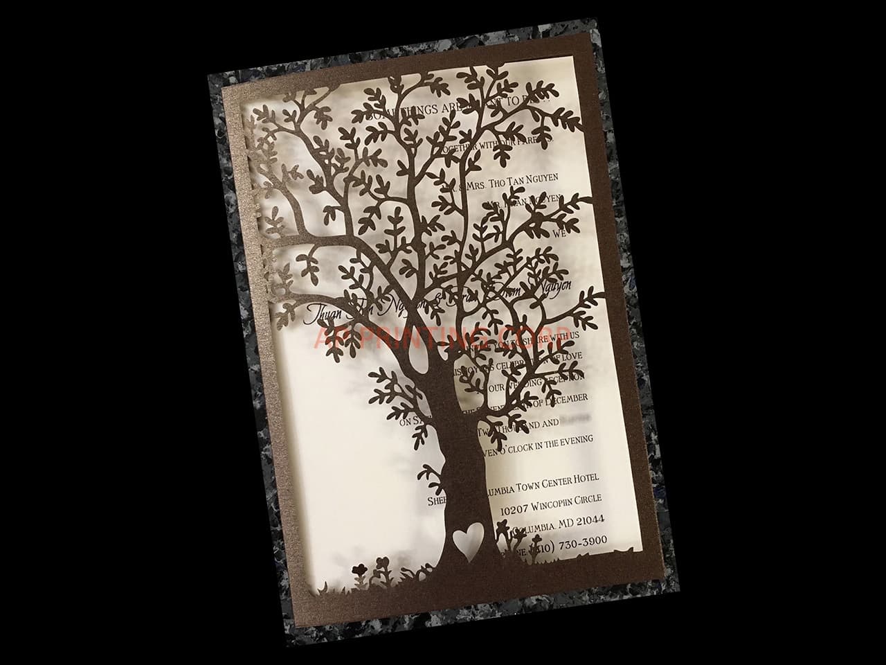 CL-WRAP-57 N-N Gray Lace and Key Laser Cut Wedding Invitation