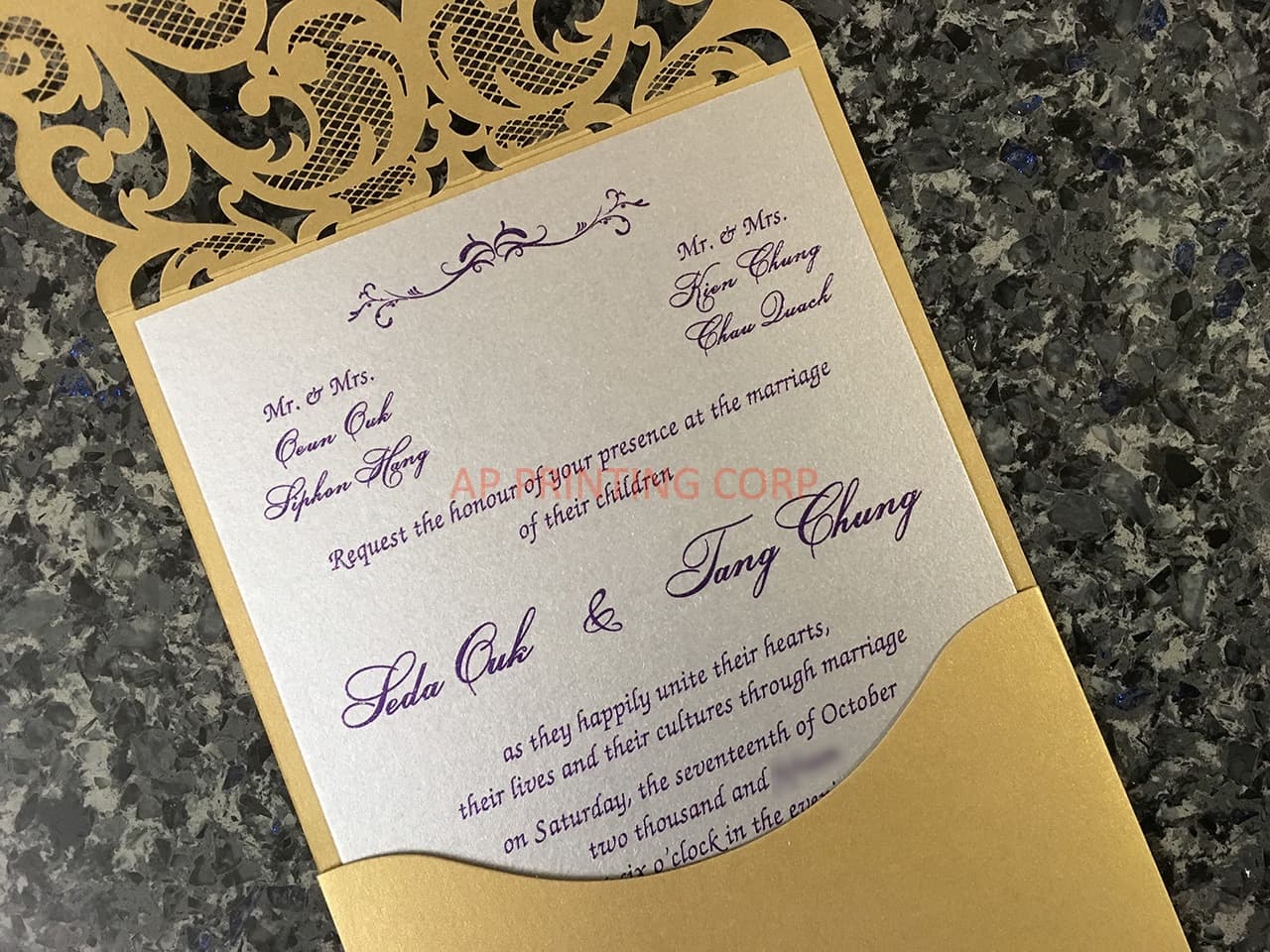 CL-WRAP-66 MPM White Table Setting Lace Laser Cut Wedding Invitation