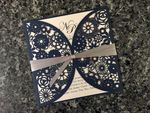 Glittery Lace Laser Cut Wrap Wedding Invitation
