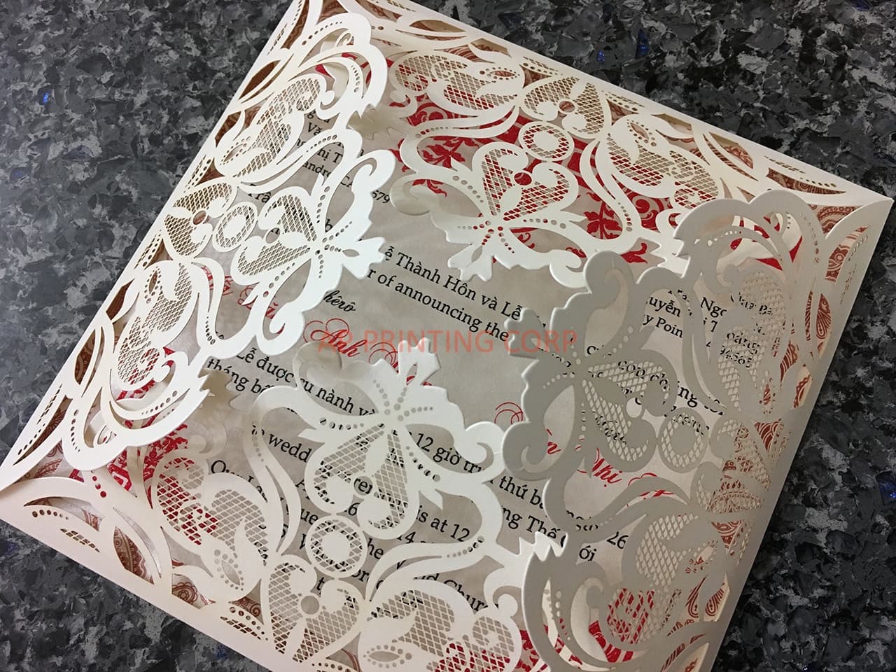 Bride and Groom under Tree Laser Cut Wedding Invitation