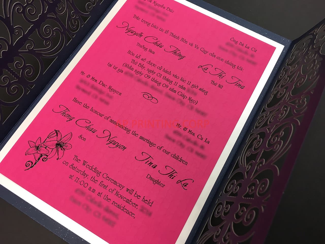 CL-WRAP-66 M-N White Brush Leaves Wrap Laser Cut Wedding Invitation