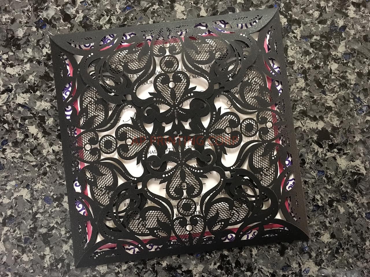 Elegant Lace Laser Cut Pocket Wedding Invitation