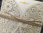 Glittering Navy Lace Laser Cut Wedding Invitation