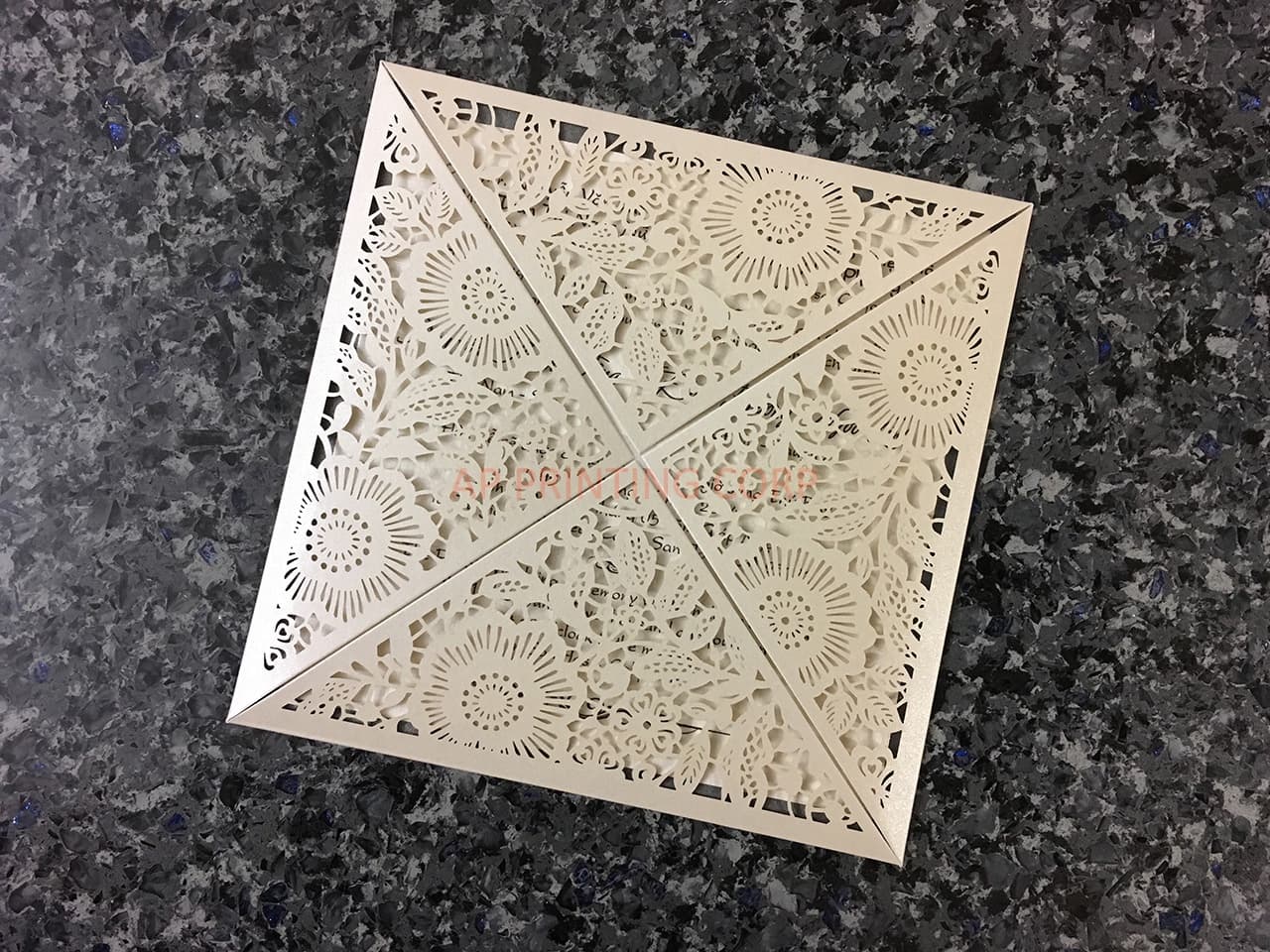 Bride and Groom under Heart Tree Laser Cut Wedding Invitation