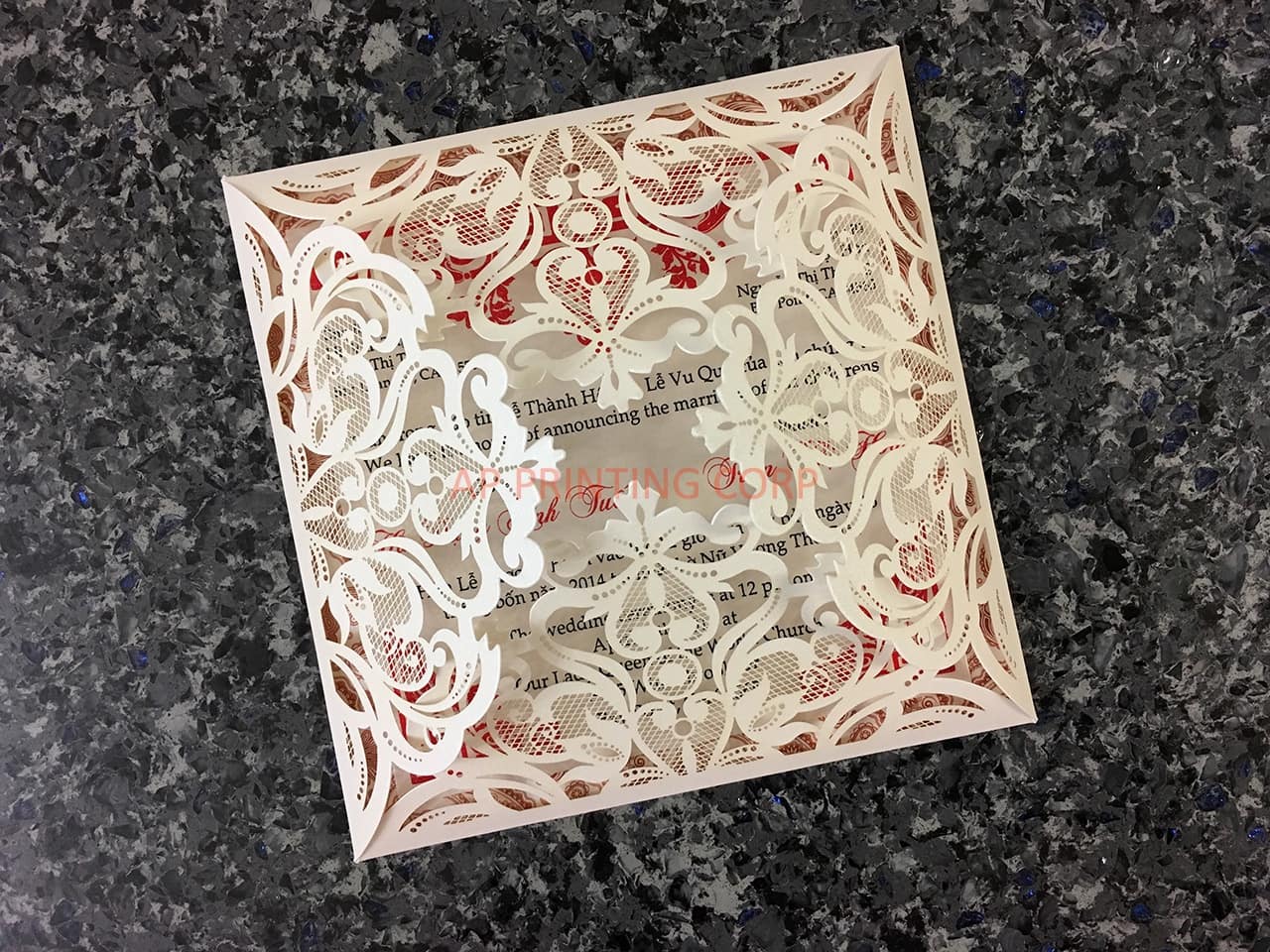 Bride and Groom under Tree Laser Cut Wedding Invitation