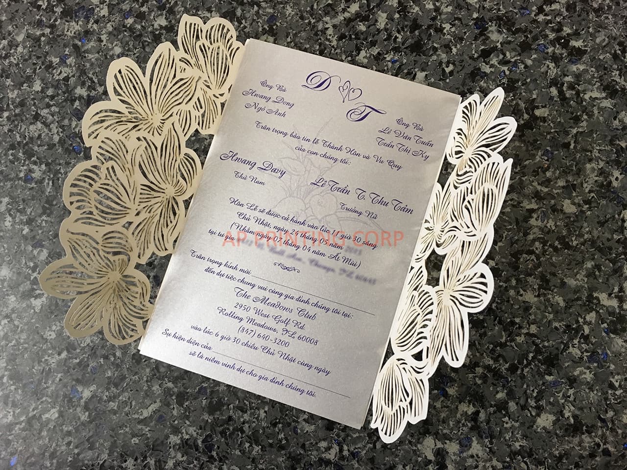 CL-BF-57 M-M Bronze Tree of Love Laser Cut Wedding Invitation