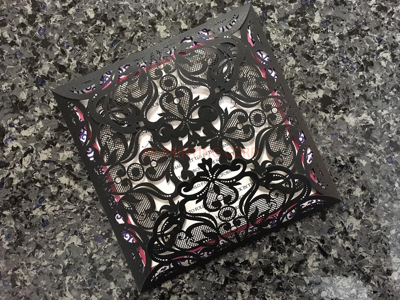Elegant Lace Laser Cut Pocket Wedding Invitation