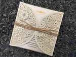 Glittering Navy Lace Laser Cut Wedding Invitation